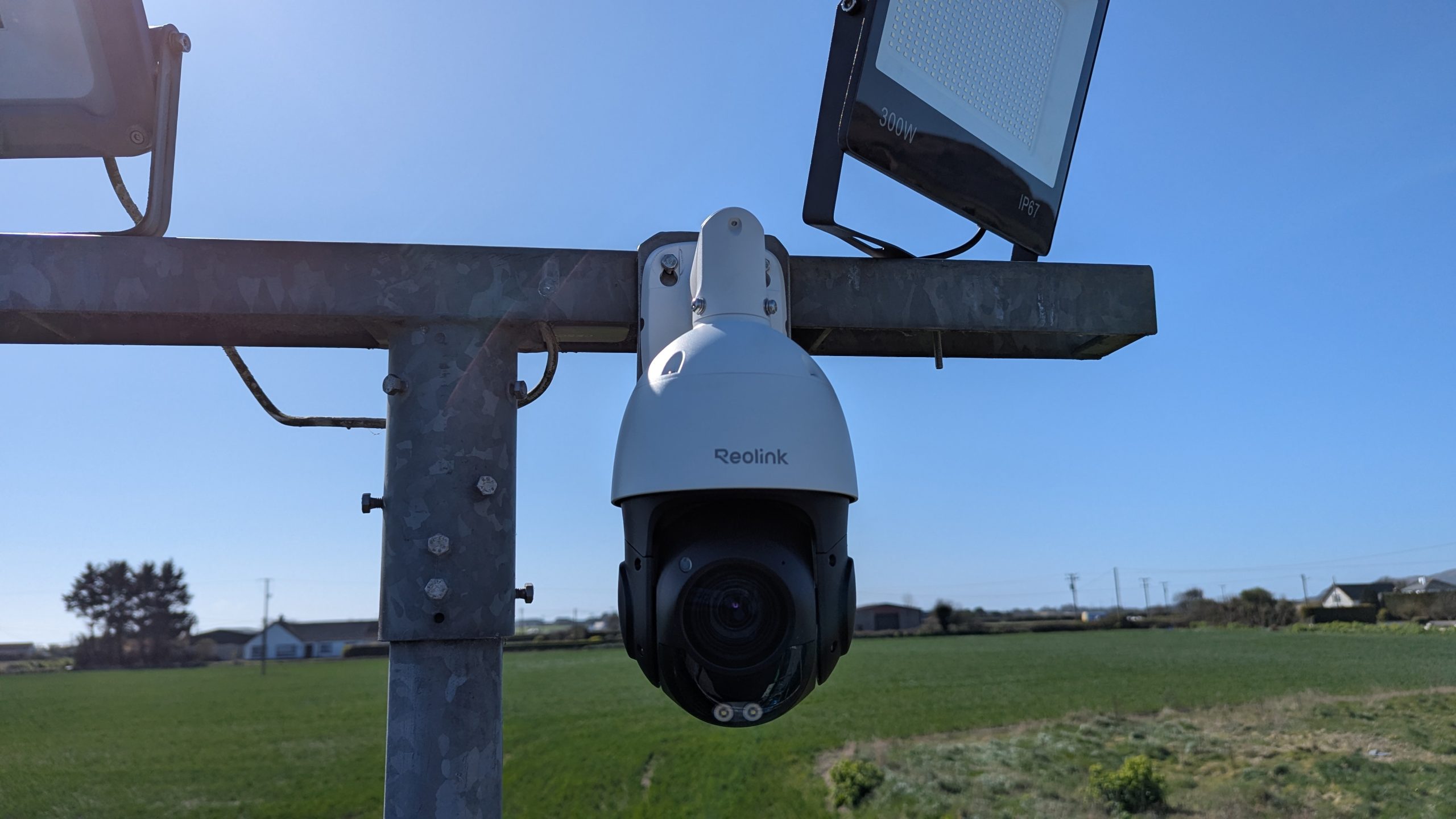 PTZ CCTV camera installed on tall lighting pole